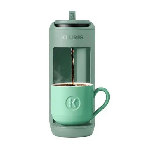 Keurig K-Mini Mate Single Serve K-Cup Pod Coffee Maker, Brews Up to 12 oz Cup, Compact Portable Coffee Machine for Small Spaces, Great for Dorms & Offices, Glamping Green