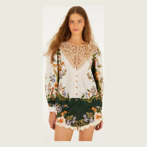 Sand Nature Lace Long Sleeve Blouse