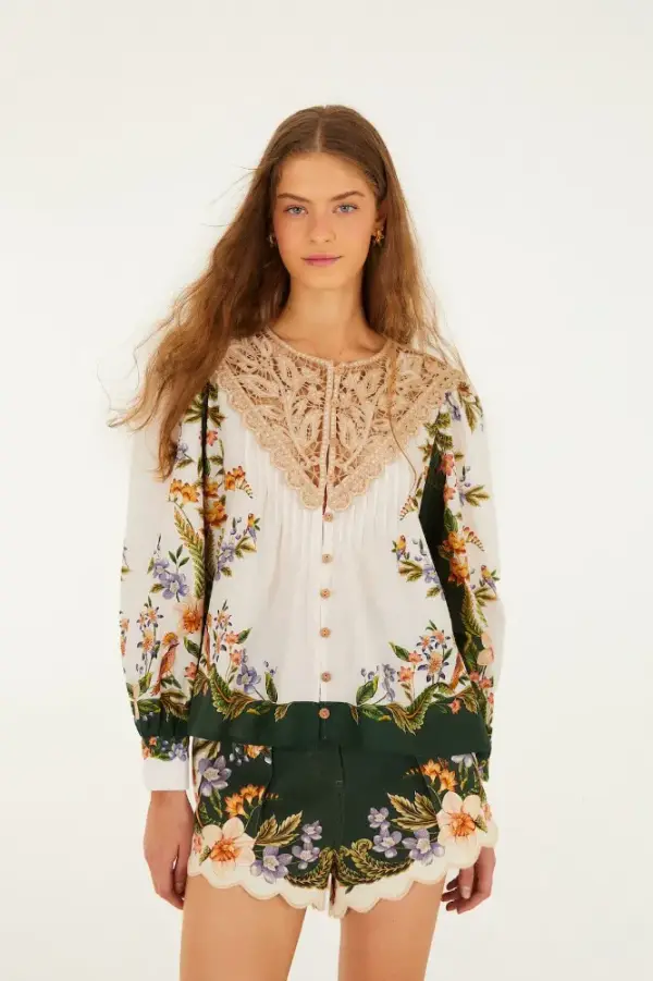 Sand Nature Lace Long Sleeve Blouse