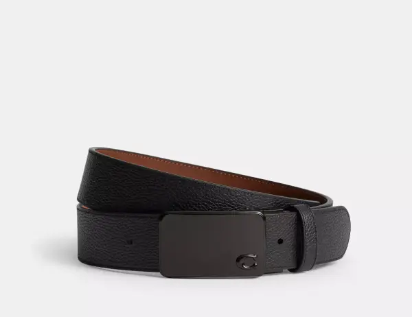 Signature Plaque Buckle Cut-To-Size Reversible Belt, 38 Mm
