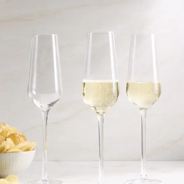 Mouth Blown Champagne Flute Set Of 4
