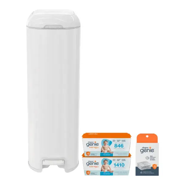 Diaper Genie Platinum Stainless Steel Diaper Pail Gift Set