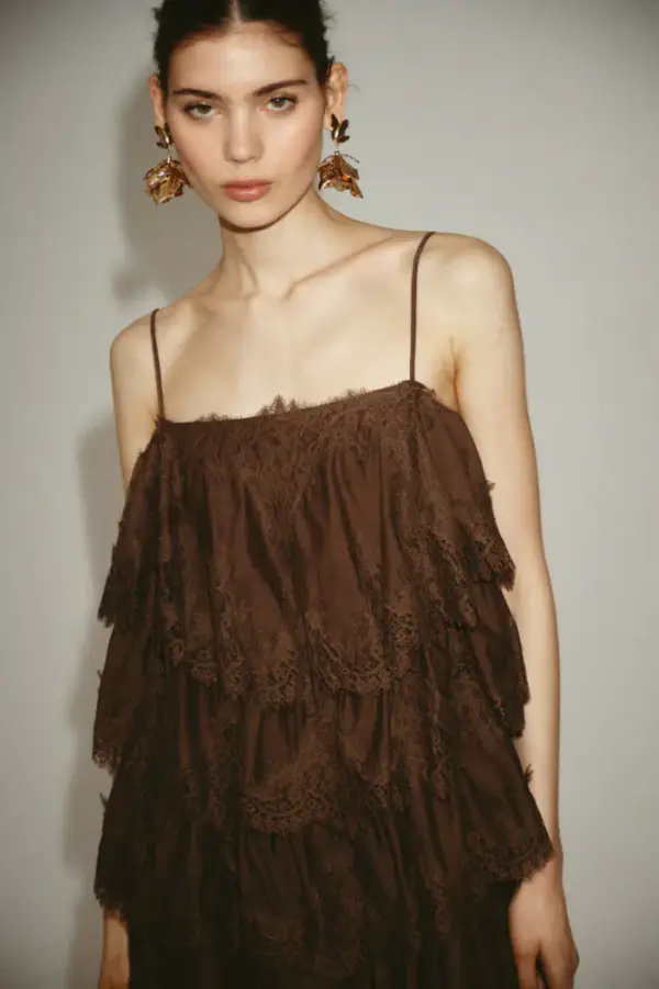 Tiered Lace-Trimmed Dress