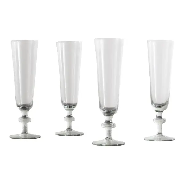 Avenell Set Of Four Recycled Glass Champagne Flutes