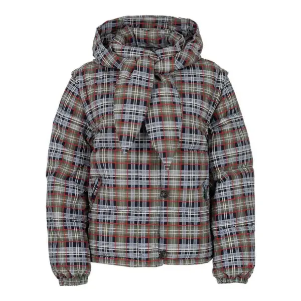 Pearl Puffer Multi Check Puffer Coat Jacket