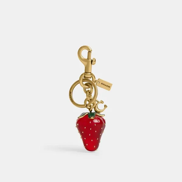 Coach Strawberry Bag Charm - Women's - Brass/red