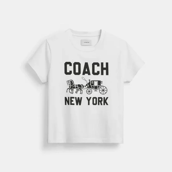 Coach Horse And Carriage T-Shirt In Organic Cotton - Women's T-Shirts - Size XL - White
