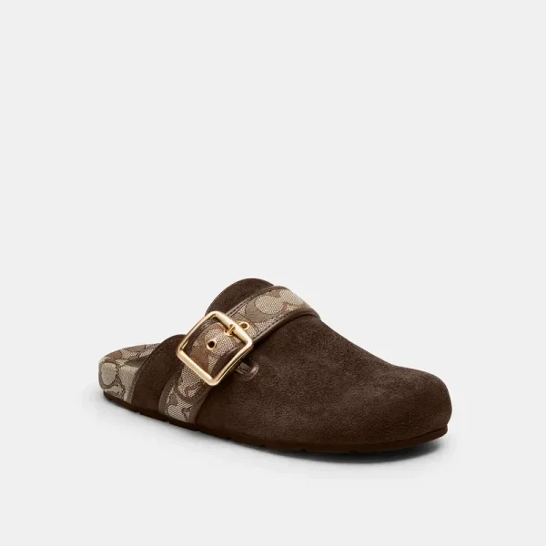 Coach Archival Buckle Clog - Women's Size 6 - Oak/chocolate