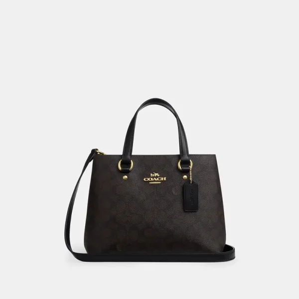 Coach Outlet Station Carryall Bag In Signature Canvas - Gold/walnut/black, Size: Medium