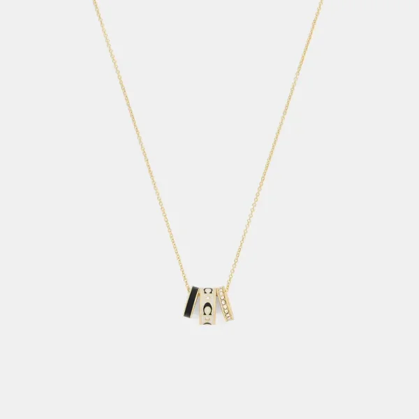 Coach Repeated C Rondelle Necklace - Women's - Gold/chalk