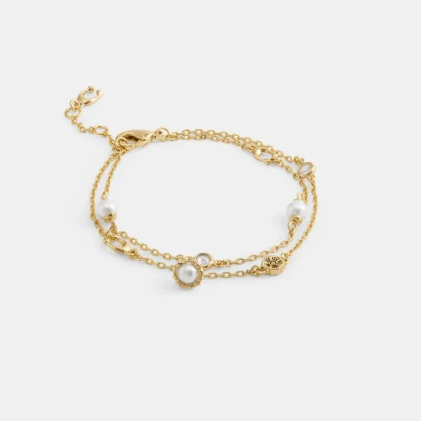 Coach Pearl Charm Double Bracelet - Women's Bracelets - Gold/pearl