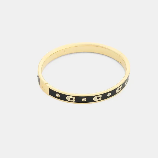 Coach Repeated C Hinged Bangle Bracelet - Women's Bracelets - Gold/black