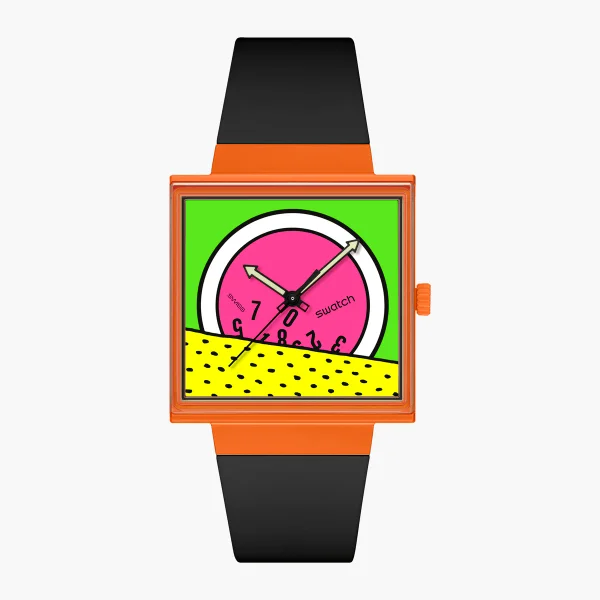 SWATCH BREAK TIME - Quartz - Orange - SQUARE BIOCERAMIC