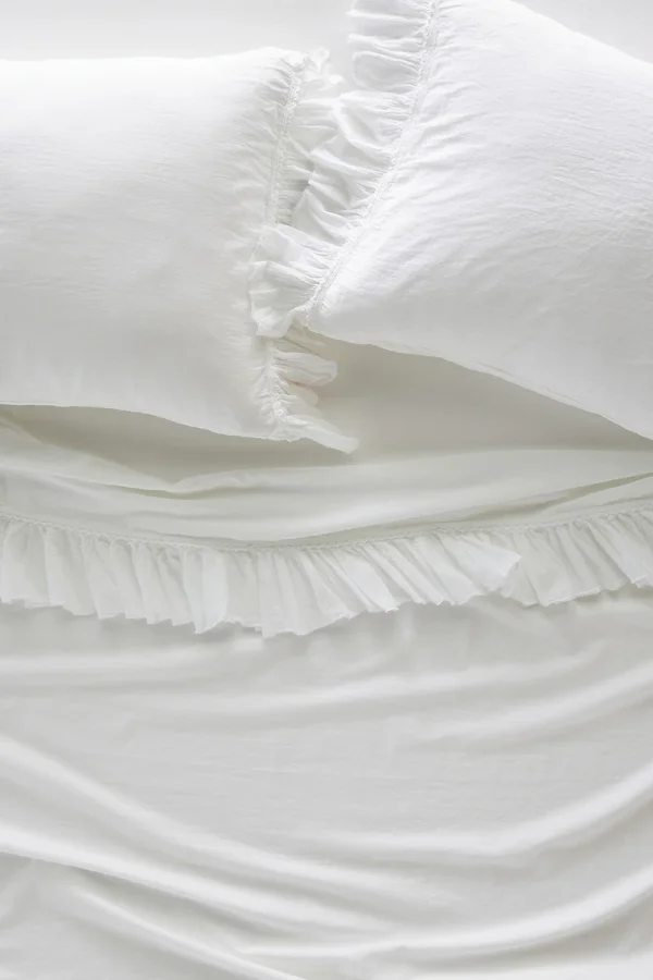 Organic Cotton Spa Sateen Ruffled Sheet Set