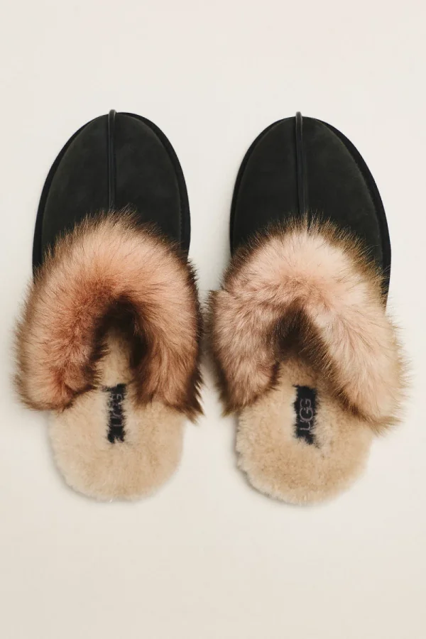 UGG® Schuffette Nubuck Fur-Trim Slippers