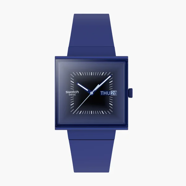 SWATCH SQUARELY BLACKLIGHT - Quartz - Blue - SQUARE BIOCERAMIC